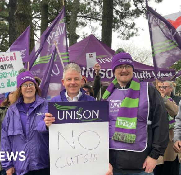 Protests against proposed hospital job cuts in Cornwall
