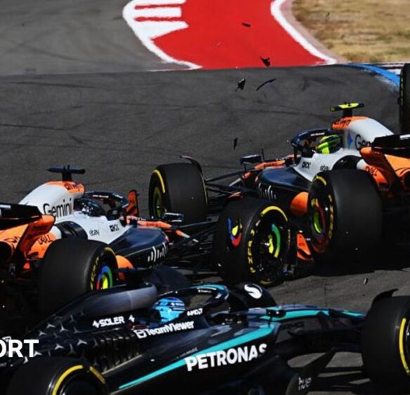 US Grand Prix sprint: Lando Norris and Oscar Piastri collide as Max Verstappen wins in Austin