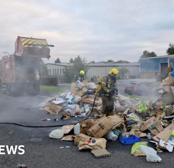 Warning over dumped batteries after Devon bin lorry fire
