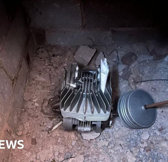 Motorbike engine time capsule found under Devon floorboards
