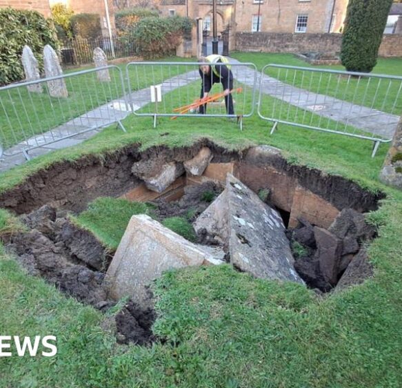 Somerset church tomb collapse exposes 1700s stone crypt