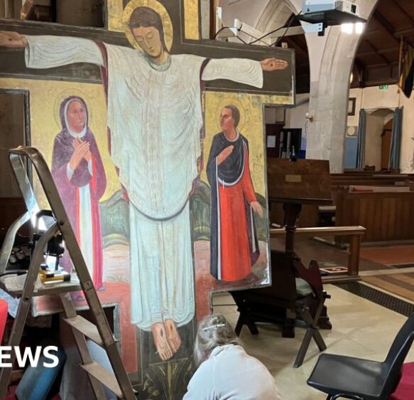 Restoration of 10ft Jesus painting found in Cornish barn begins