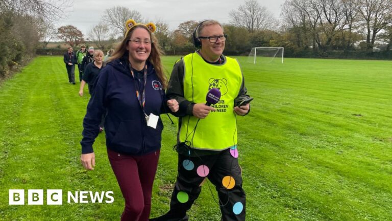 Read more about the article Radio presenters marching on in three-legged walk