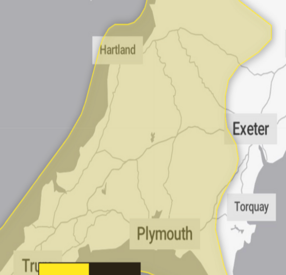 Yellow warning as heavy rain and strong winds to hit south west