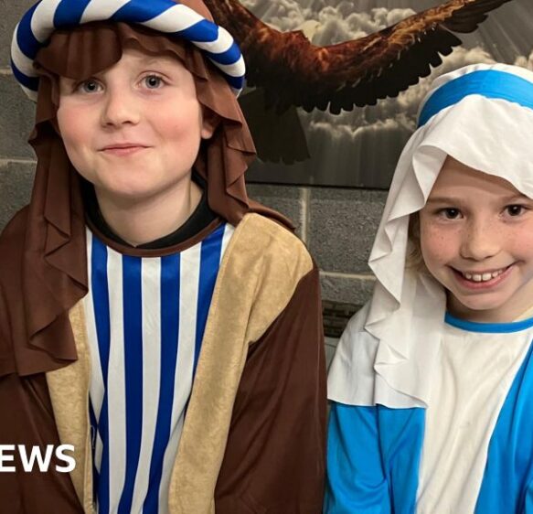 Children in Weston retell nativity as a breaking news story