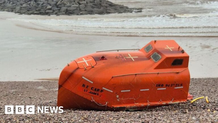 Read more about the article Missing lifeboat washes up on Devon beach