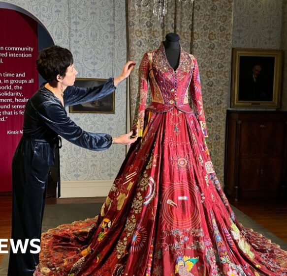 Record-breaking silk dress on display in Devon