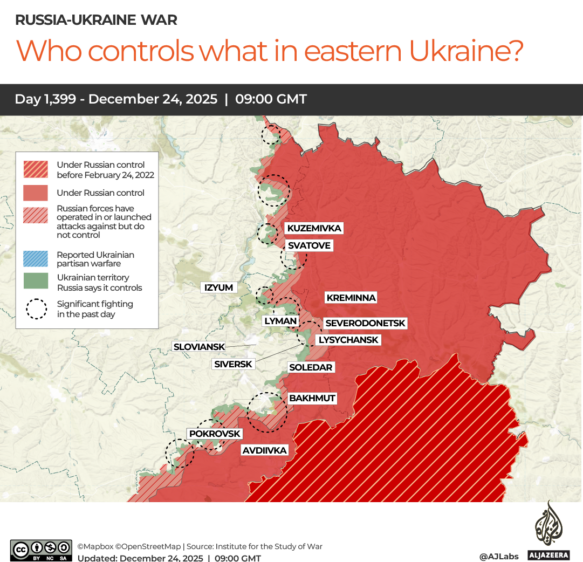 Russia claims to have seized more than 5,100 square km of Ukraine in 2025 | Russia-Ukraine war News