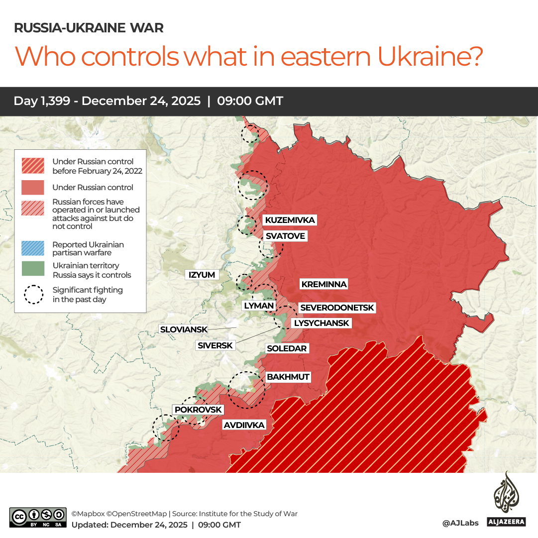 You are currently viewing Russia claims to have seized more than 5,100 square km of Ukraine in 2025 | Russia-Ukraine war News