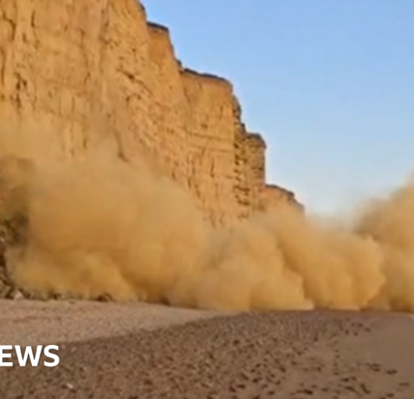 West Bay cliff fall blocks beach on Dorset’s Jurassic Coast