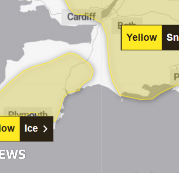 Ice warning issued for parts of Devon and Cornwall
