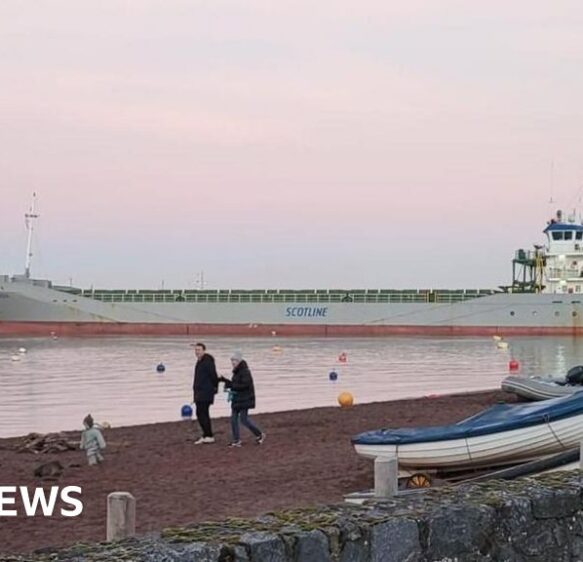 Cargo ship refloated after running aground in Devon harbour