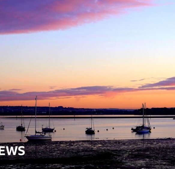 Colourful winter sunrises over the south of England